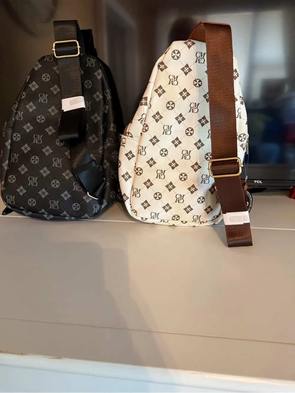 Two NEW Monogram Crossbody Sling Bag - White & Black Options